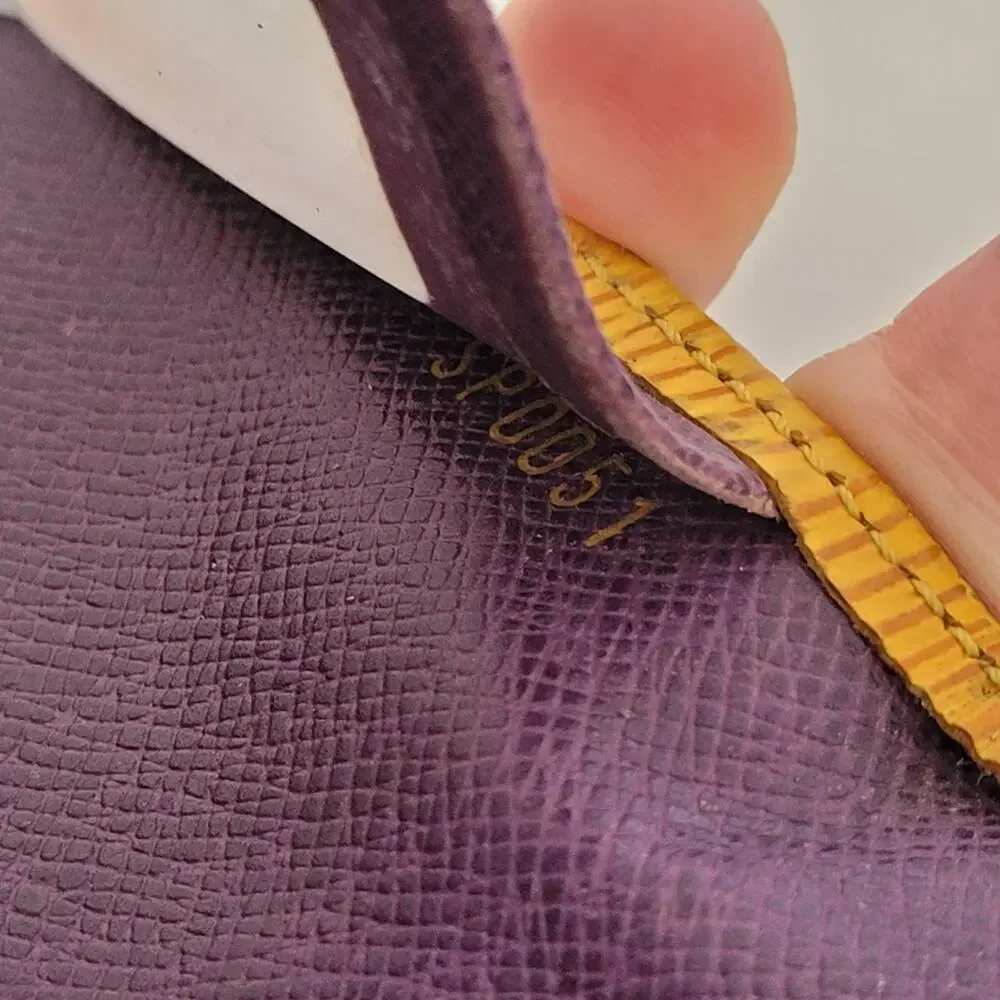 Louis Vuitton LV Epi Vintage Card 2 ID Windows Wallet Yellow Purple Bifold Small